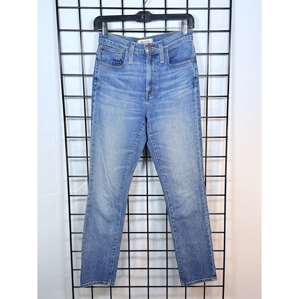 Madewell The High-Rise Slim Boyjean Jeans Womens 24 Blue Denim Whisker Fading